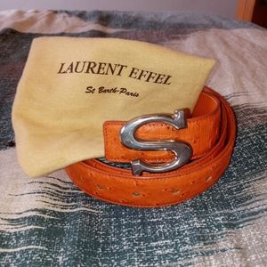 Women's Laurent Effel orange ostrich belt